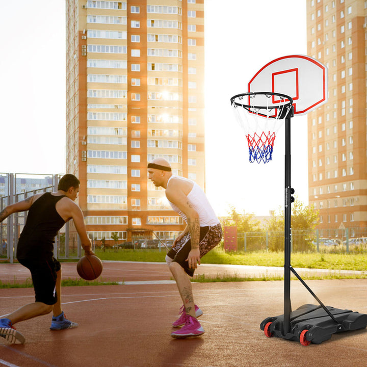 Basketball System Hoop Stand Backboard w/ Adjustable Height Wheels and 2 Nets Image 2