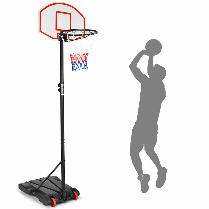 Basketball System Hoop Stand Backboard w/ Adjustable Height Wheels and 2 Nets Image 4