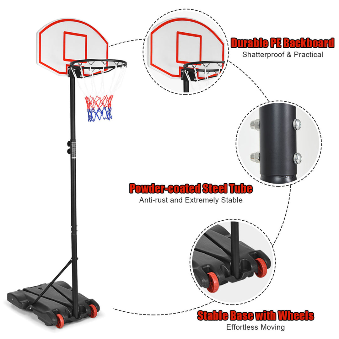 Basketball System Hoop Stand Backboard w/ Adjustable Height Wheels and 2 Nets Image 7