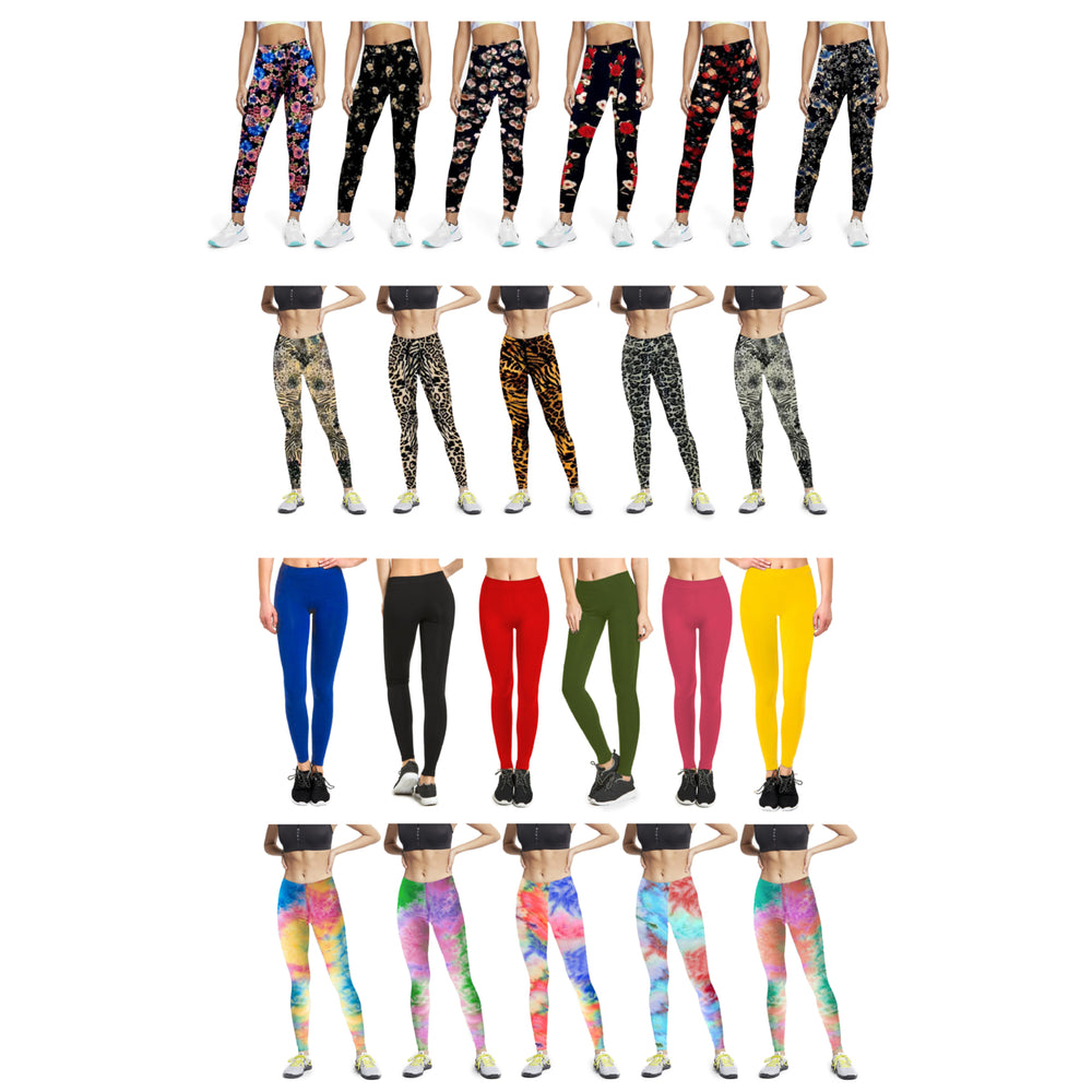 4-Pack: Womens Slim Fit Comfy Stretchy Elastic Waistband Leggings Image 2