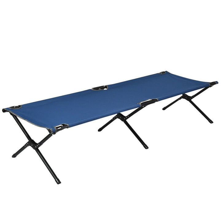 Folding Camping Cot and Bed Heavy-Duty for Adults Kids w/ Carrying Bag 300LBS Blue Image 1