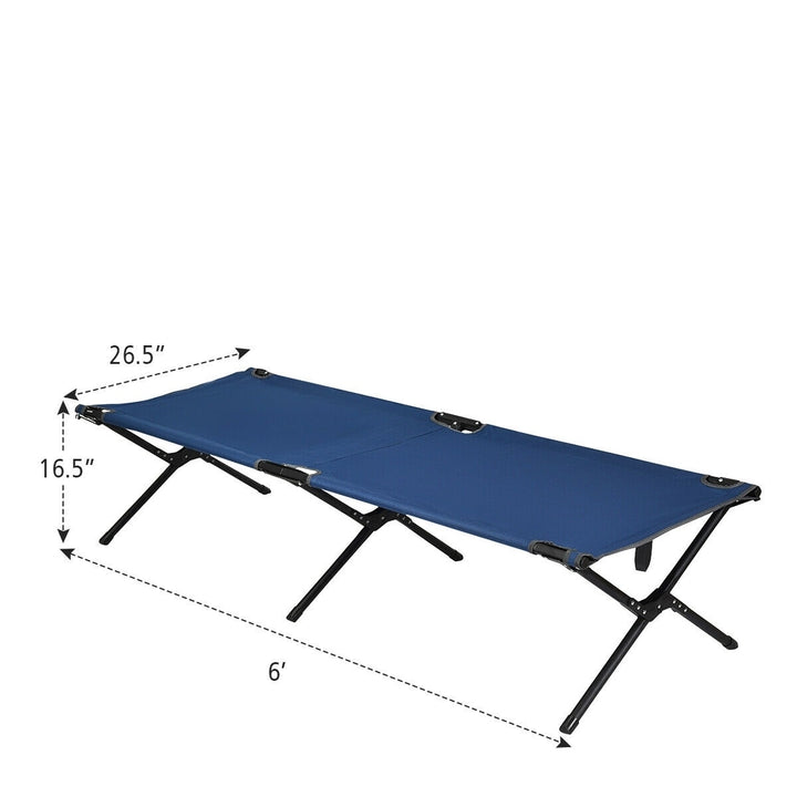 Folding Camping Cot and Bed Heavy-Duty for Adults Kids w/ Carrying Bag 300LBS Blue Image 2