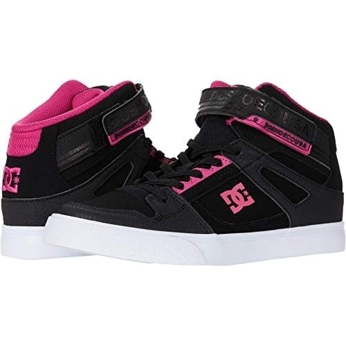 DC Shoes Girls Pure High Elastic Lace High-Top Shoes Black/Pink/Black - ADGS300092-KPK BLACK/PINK/BLACK Image 1