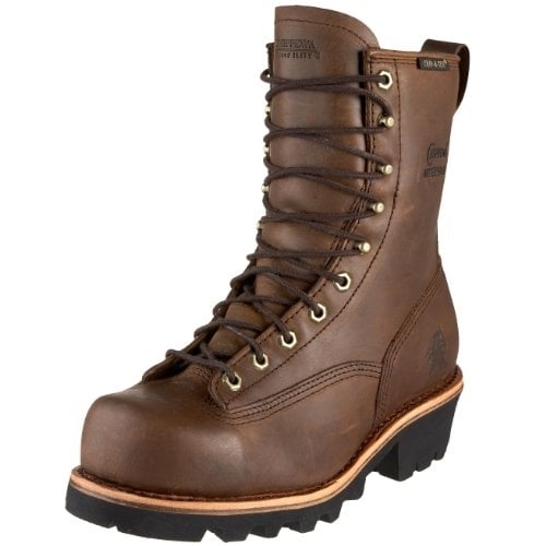 Chippewa Mens 8" Paladin Logger Lace-To-Toe Waterproof Steel Toe Boot Brown - 73101 BROWN Image 2