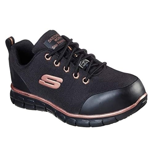 SKECHERS WORK Womens Sure Track - Chiton Alloy Toe Work Shoe Black/Rose Gold - 108025/BKRG BLK/ROSE-GOLD Image 4