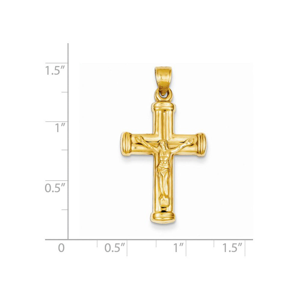 14K Reversible Crucifix Cross Pendant Necklace with Chain Image 2