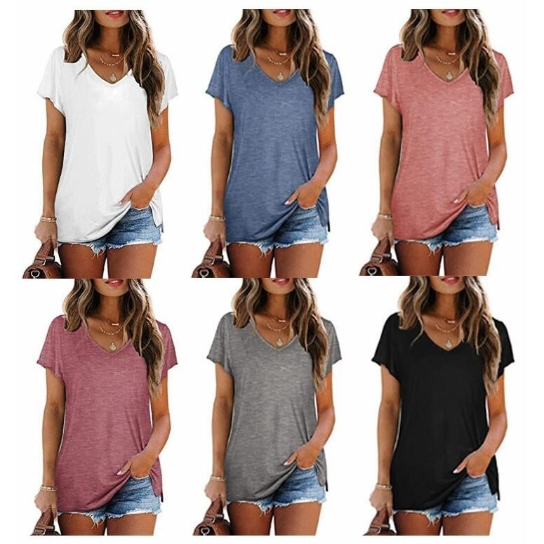 Casual V Neck Soft Comfy Top Shirt Tunic Image 1