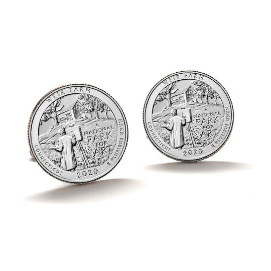 Weir Farm National Historic Site Cufflinks Uncirculated U.S. Quarter 2020 Cuff Links Image 1