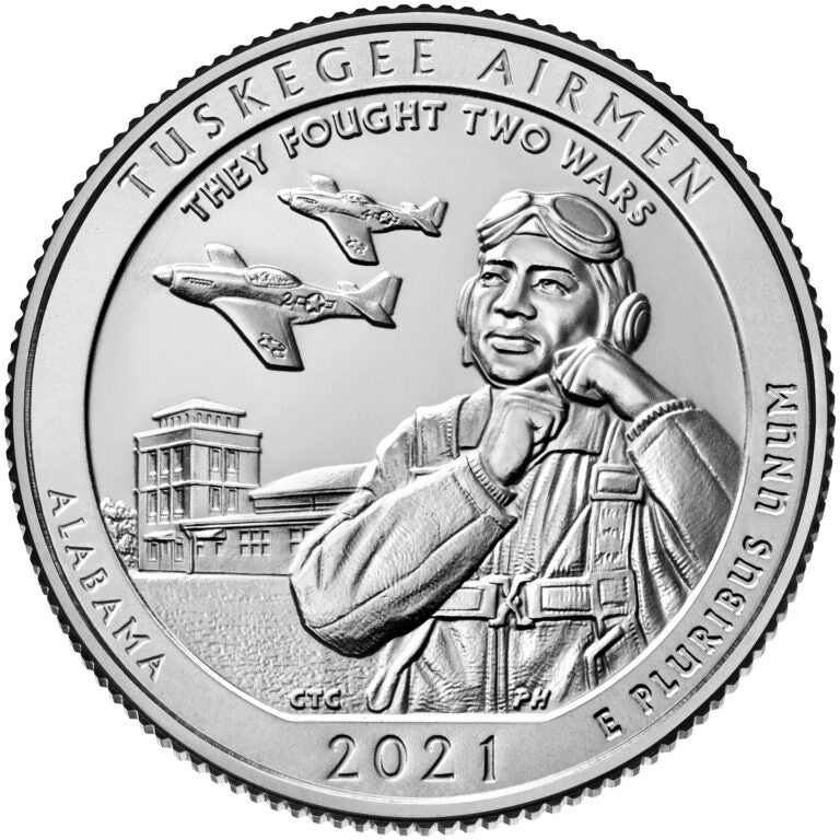 Tuskegee Airmen National Historic Site Coin Lapel Pin Uncirculated U.S. Quarter 2021 Tie Pin Image 2