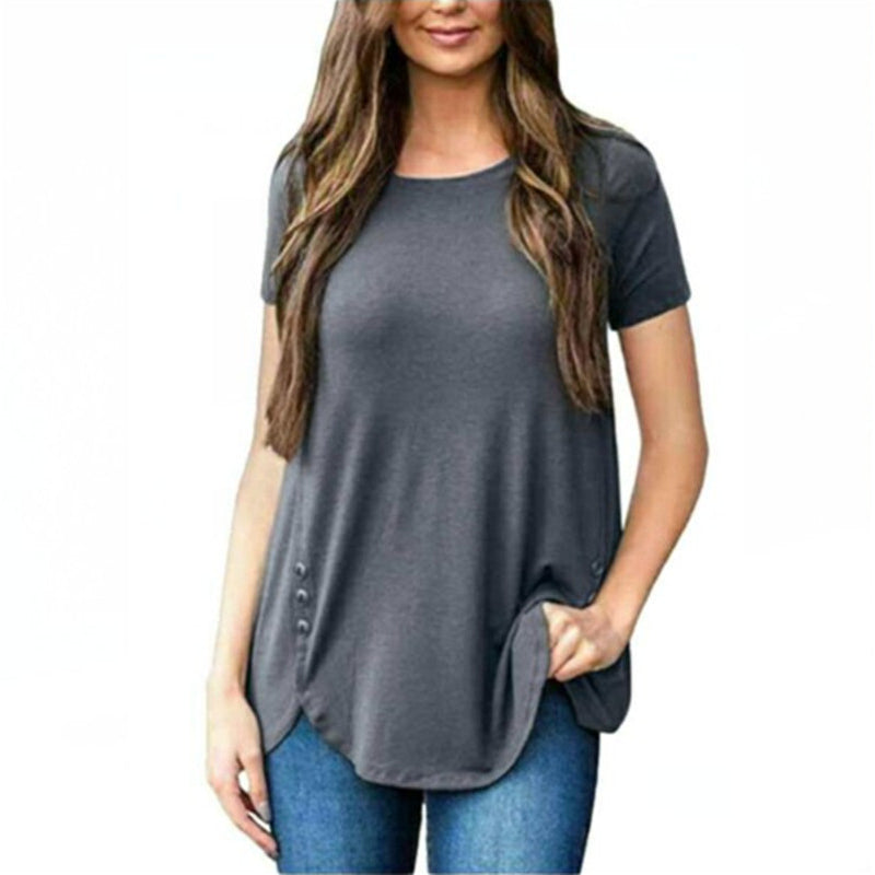 Soft Lightweight Button Deco Shirt Tunic  Top Image 3