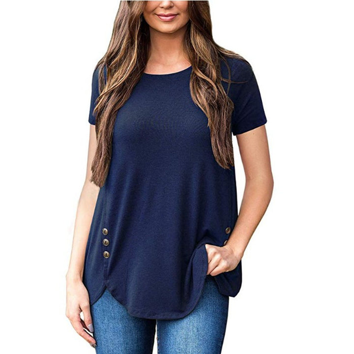 Soft Lightweight Button Deco Shirt Tunic  Top Image 4