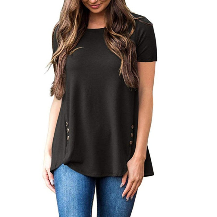 Soft Lightweight Button Deco Shirt Tunic  Top Image 4