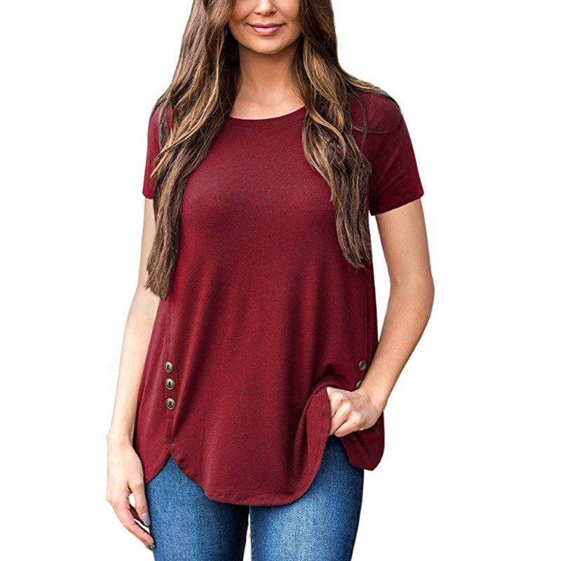 Soft Lightweight Button Deco Shirt Tunic  Top Image 6