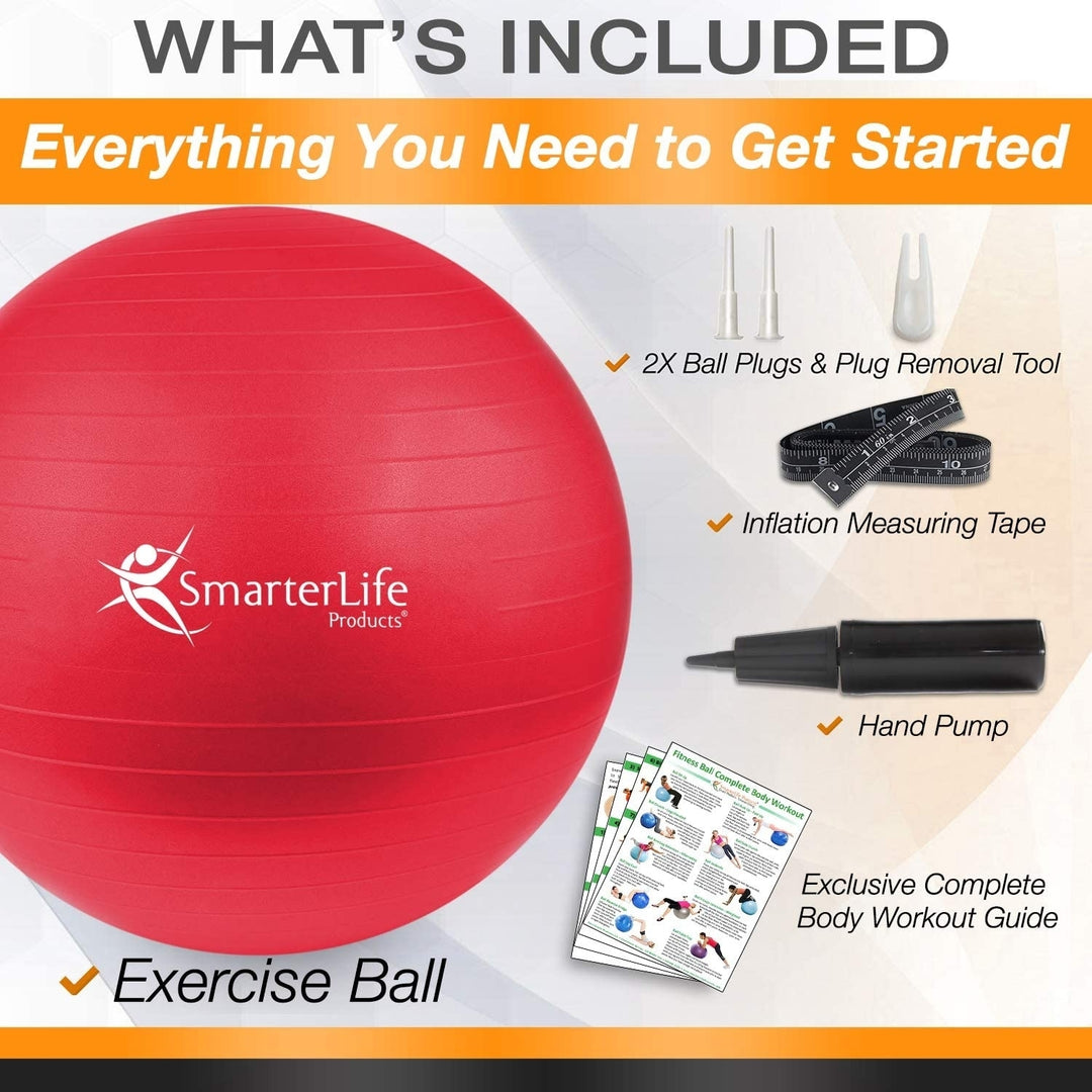 SmarterLife Exercise Ball for Yoga Balance Stability - Fitness Pilates Birthing Therapy Office Ball Chair Image 1