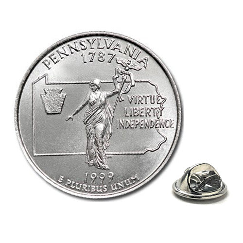 Pennsylvania State Quarter Coin Lapel Pin Uncirculated U.S. Quarter 1999 Tie Pin Image 1