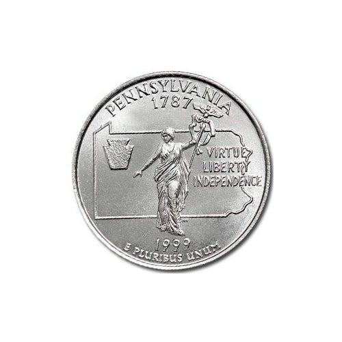 Pennsylvania State Quarter Coin Lapel Pin Uncirculated U.S. Quarter 1999 Tie Pin Image 2