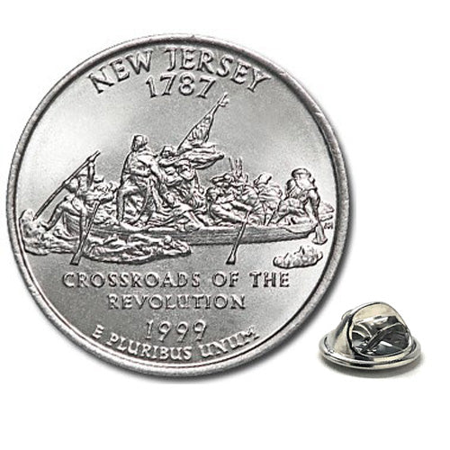 Jersey State Quarter Coin Lapel Pin Uncirculated U.S. Quarter 1999 Tie Pin Image 1