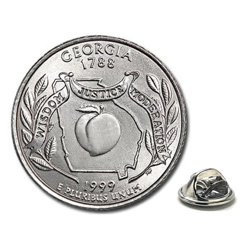 Georgia State Quarter Coin Lapel Pin Uncirculated U.S. Quarter 1999 Tie Pin Image 1