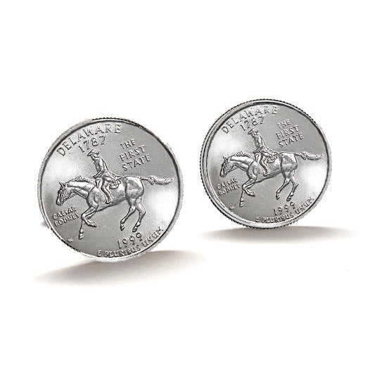 Delaware State Quarter Coin Cufflinks Uncirculated U.S. Quarter 1999 Cuff Links Image 1