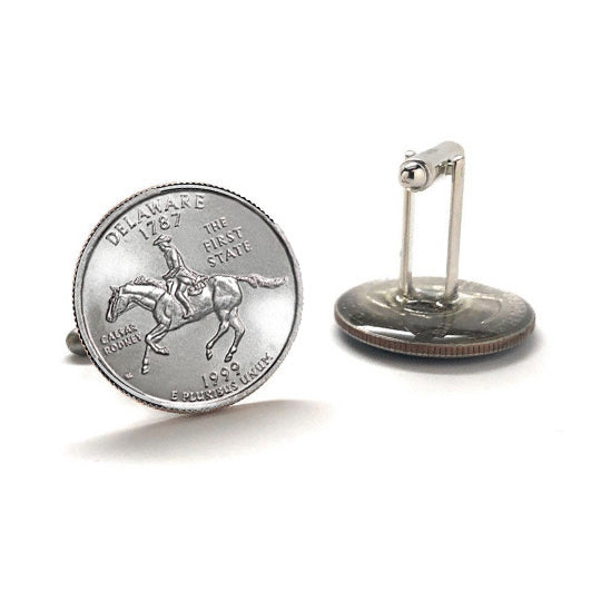 Delaware State Quarter Coin Cufflinks Uncirculated U.S. Quarter 1999 Cuff Links Image 3