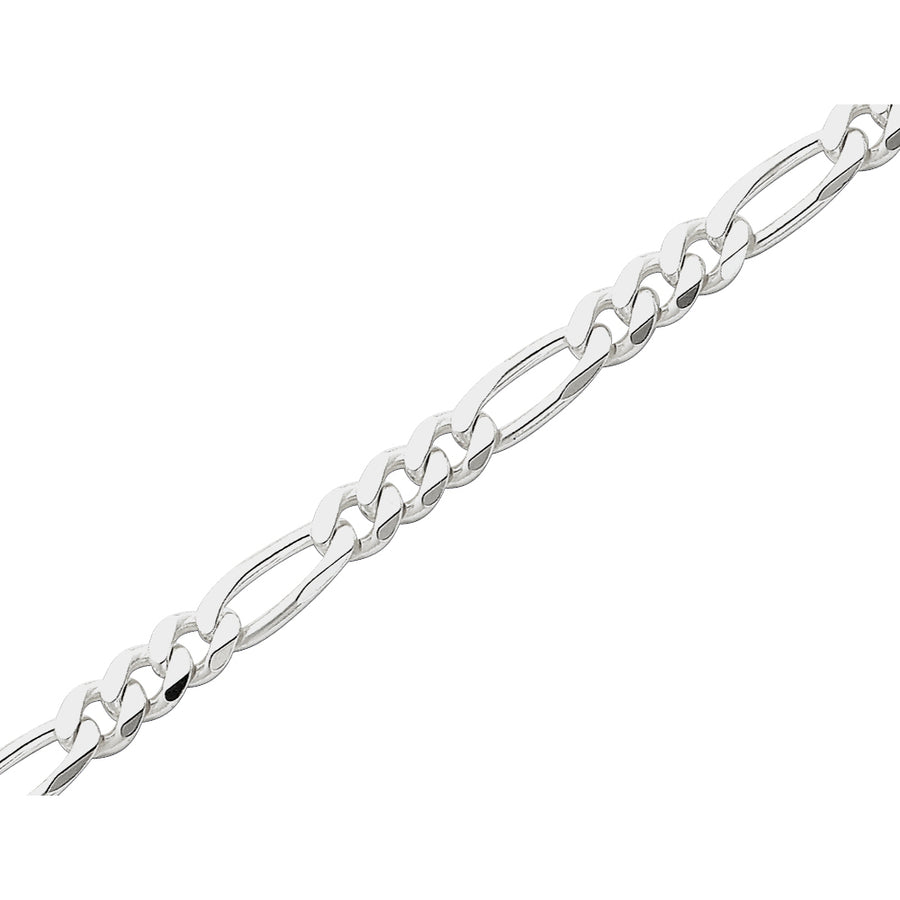 Figaro Chain Bracelet in Sterling Silver 9 Inches (5.25mm) Image 1