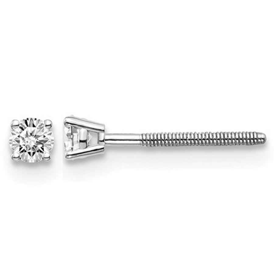 1/7 Carat (ctw SI3-I1G-H-I) Diamond Solitaire Stud Earrings in 14K White Gold Image 1