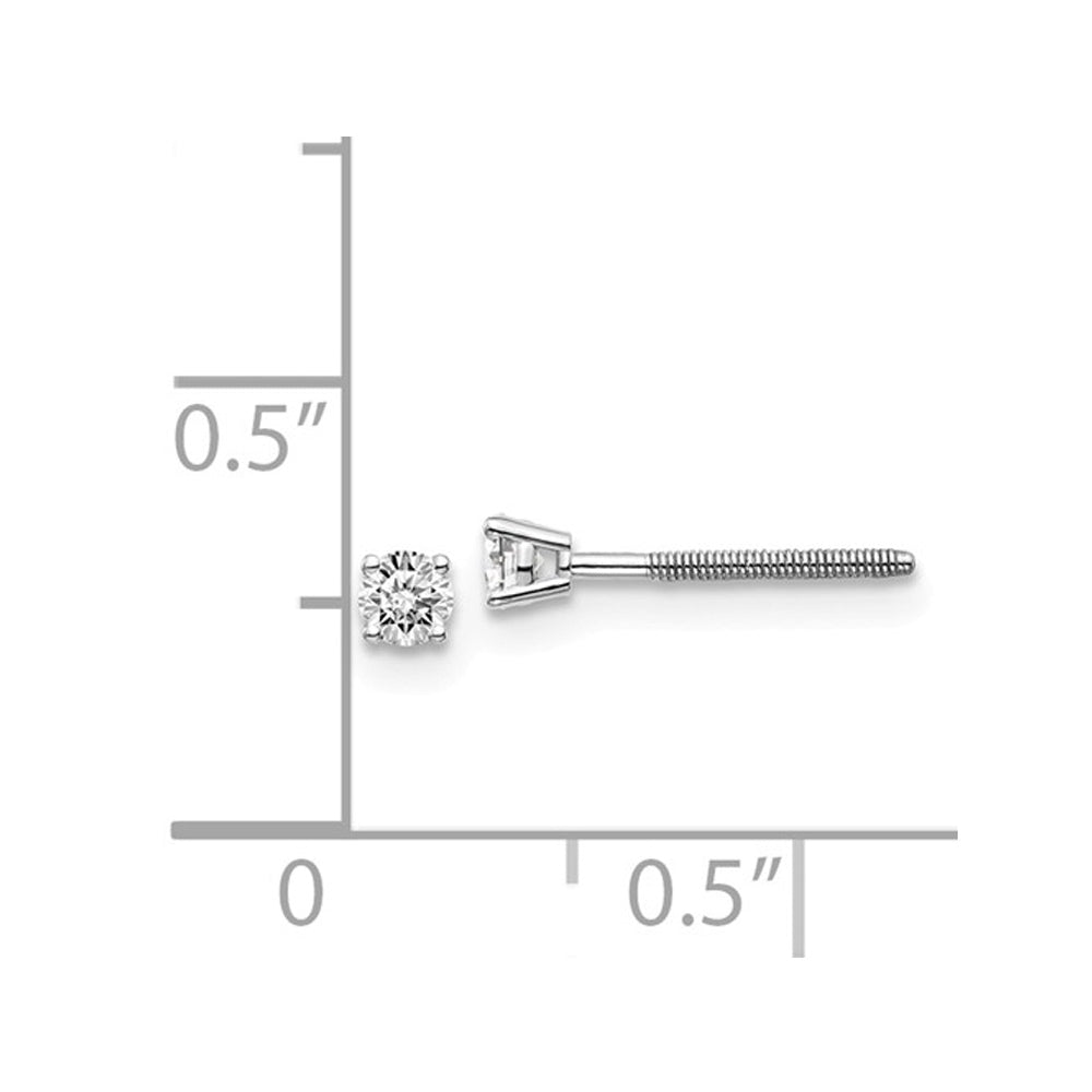 1/7 Carat (ctw SI3-I1G-H-I) Diamond Solitaire Stud Earrings in 14K White Gold Image 2