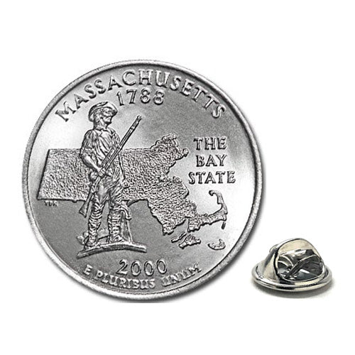 Massachusetts State Quarter Coin Lapel Pin Uncirculated U.S. Quarter 2000 Tie Pin Image 1