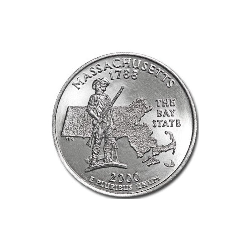 Massachusetts State Quarter Coin Lapel Pin Uncirculated U.S. Quarter 2000 Tie Pin Image 2