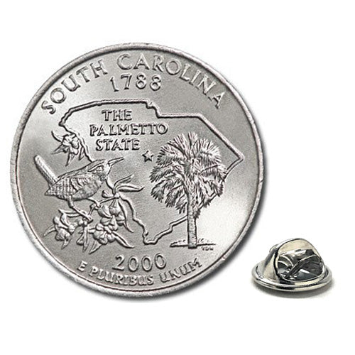 South Carolina State Quarter Coin Lapel Pin Uncirculated U.S. Quarter 2000 Tie Pin Image 1