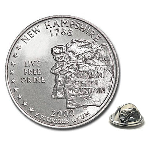 Hampshire State Quarter Coin Lapel Pin Uncirculated U.S. Quarter 2000 Tie Pin Image 1