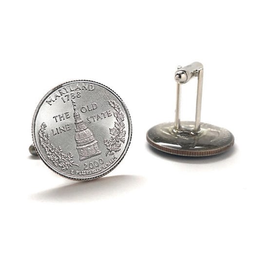 Maryland State Quarter Coin Cufflinks Uncirculated U.S. Quarter 2000 Cuff Links Image 3