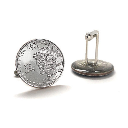 Hampshire State Quarter Coin Cufflinks Uncirculated U.S. Quarter 2000 Cuff Links Image 3