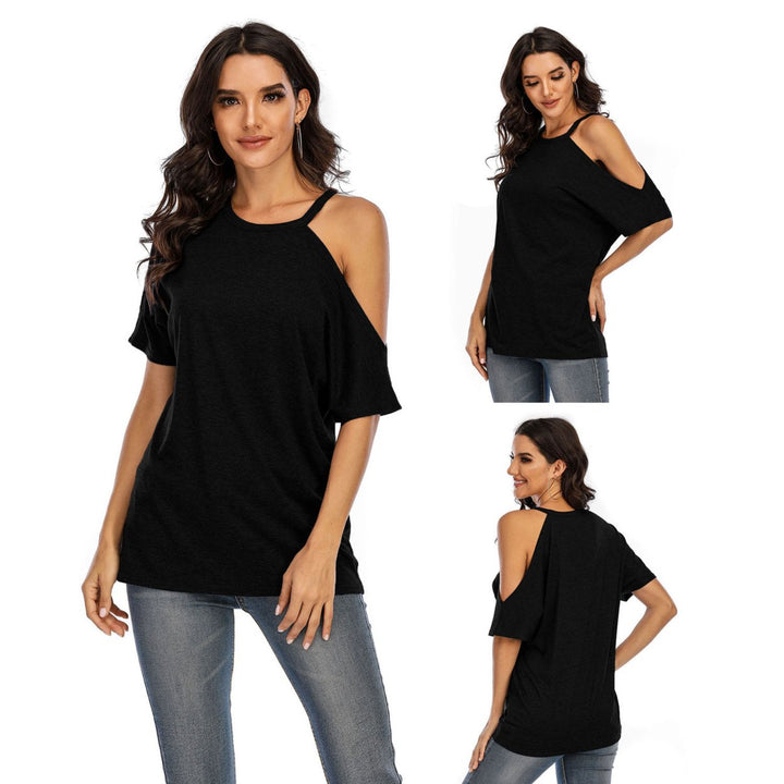 Single Cold Shoulder Loose Casual Tunic Top Shirt Image 1