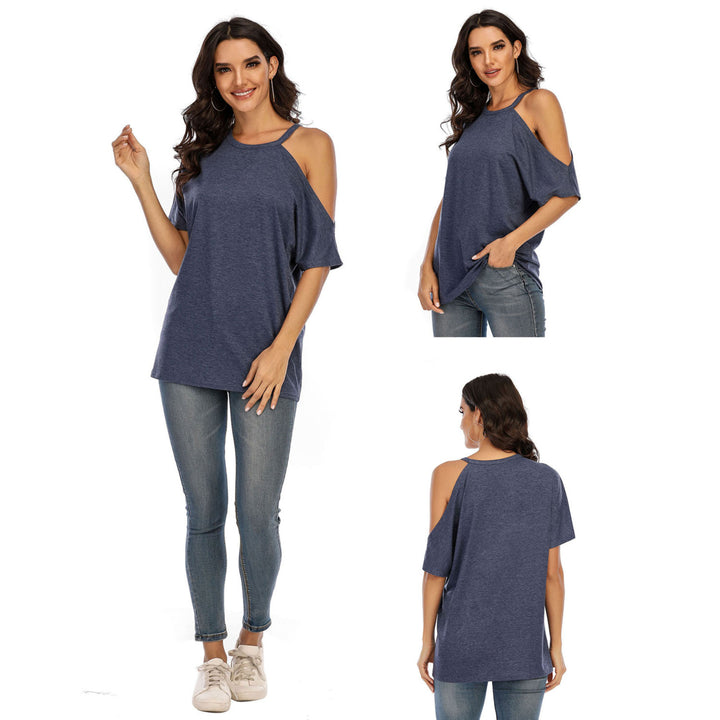 Single Cold Shoulder Loose Casual Tunic Top Shirt Image 6