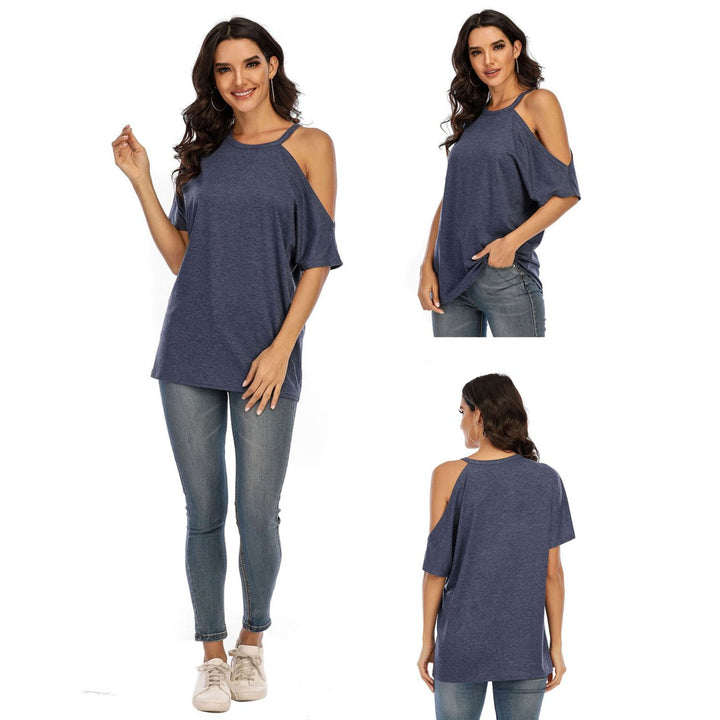 Single Cold Shoulder Loose Casual Tunic Top Shirt Image 1