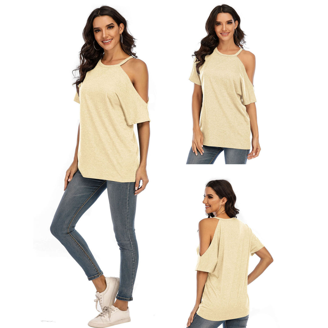 Single Cold Shoulder Loose Casual Tunic Top Shirt Image 7