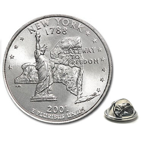 York State Quarter Coin Lapel Pin Uncirculated U.S. Quarter 2001 Tie Pin Image 1