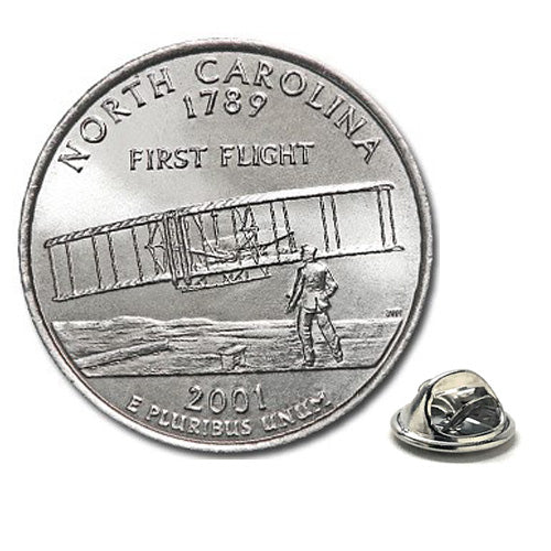 North Carolina State Quarter Coin Lapel Pin Uncirculated U.S. Quarter 2001 Tie Pin Image 1