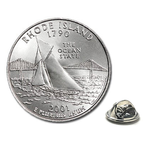 Rhode Island State Quarter Coin Lapel Pin Uncirculated U.S. Quarter 2001 Tie Pin Image 1