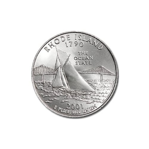 Rhode Island State Quarter Coin Lapel Pin Uncirculated U.S. Quarter 2001 Tie Pin Image 2