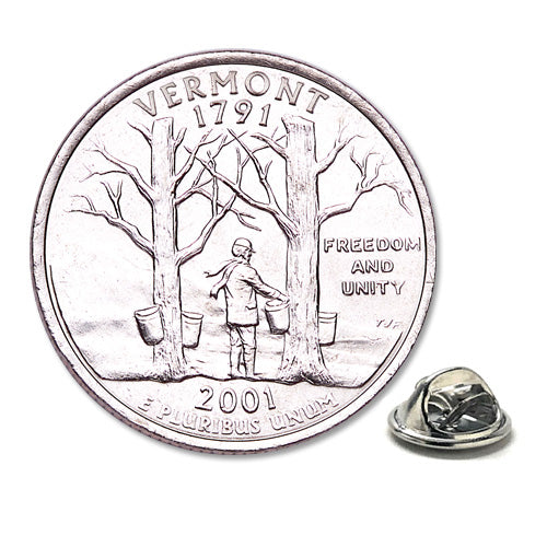 Vermont State Quarter Coin Lapel Pin Uncirculated U.S. Quarter 2001 Tie Pin Image 1