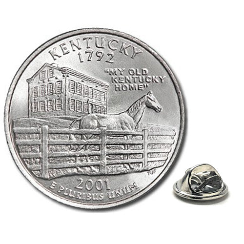Kentucky State Quarter Coin Lapel Pin Uncirculated U.S. Quarter 2001 Tie Pin Image 1