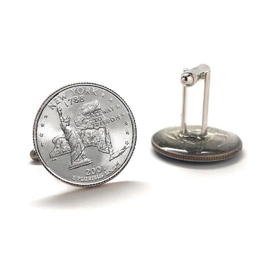 York State Quarter Coin Cufflinks Uncirculated U.S. Quarter 2001 Cuff Links Image 3