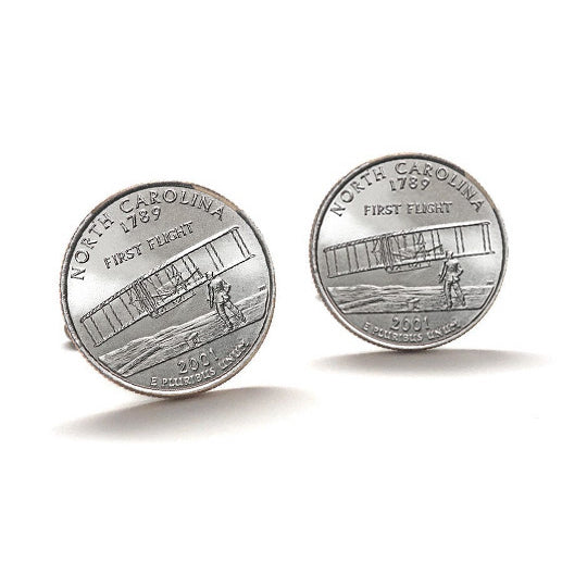 North Carolina State Quarter Coin Cufflinks Uncirculated U.S. Quarter 2001 Cuff Links Image 1