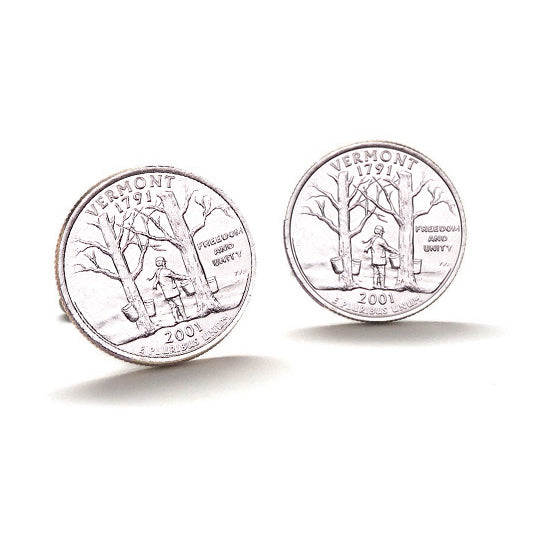 Vermont State Quarter Coin Cufflinks Uncirculated U.S. Quarter 2001 Cuff Links Image 1