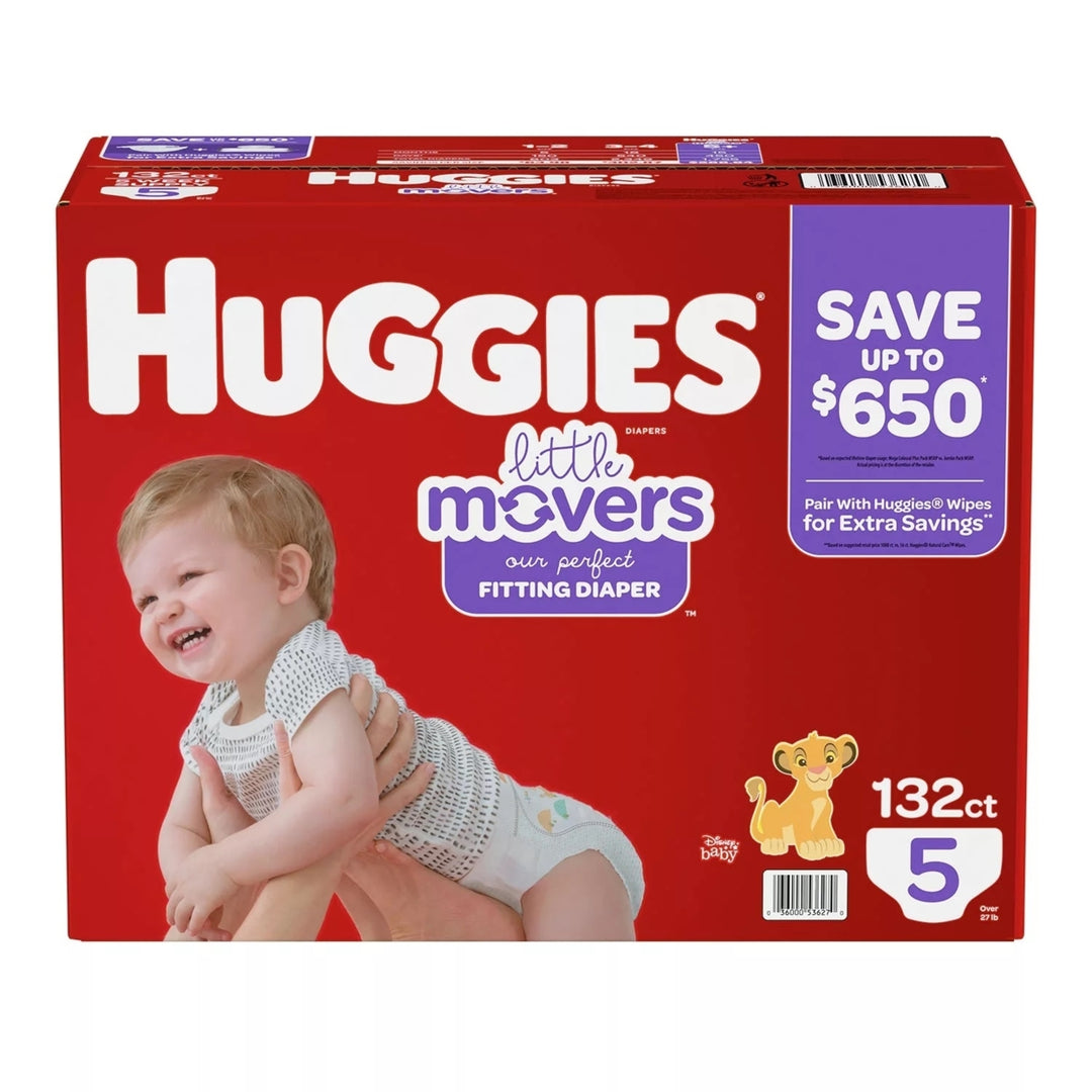 Huggies Little Movers Diapers Size 5 - 27+ Pounds (132 Count) Image 2