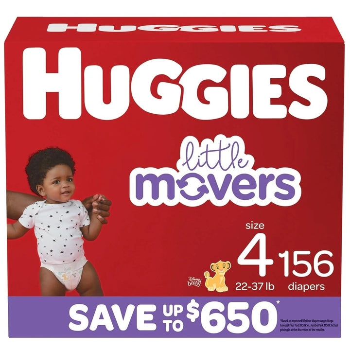 Huggies Little Movers Diapers Size 4 - 22-37 Pounds (156 Count) Image 1