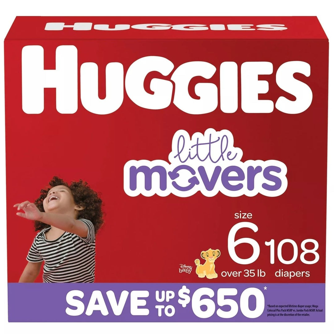 Huggies Little Movers Diapers Size 6 - 35+ Pounds (108 Count) Image 1