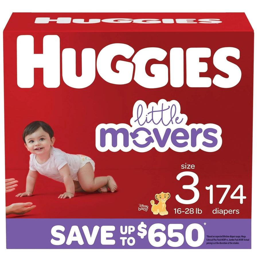 Huggies Little Movers Diapers Size 3 - 16-28 Pounds (174 Count) Image 1